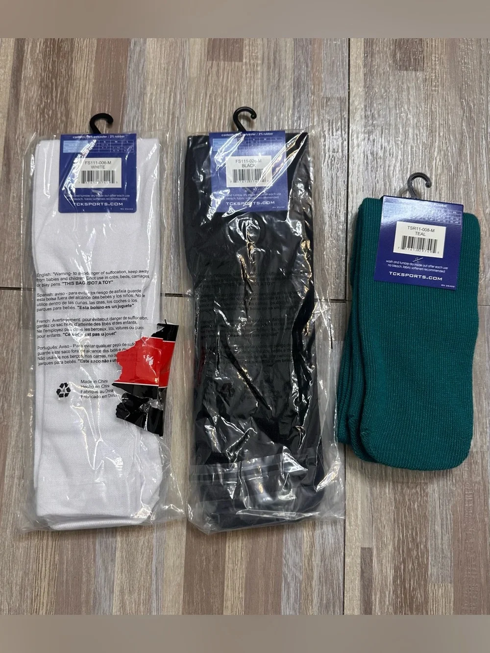 TC Tall Baseball Socks - White, Black, Teal Size Medium NWT